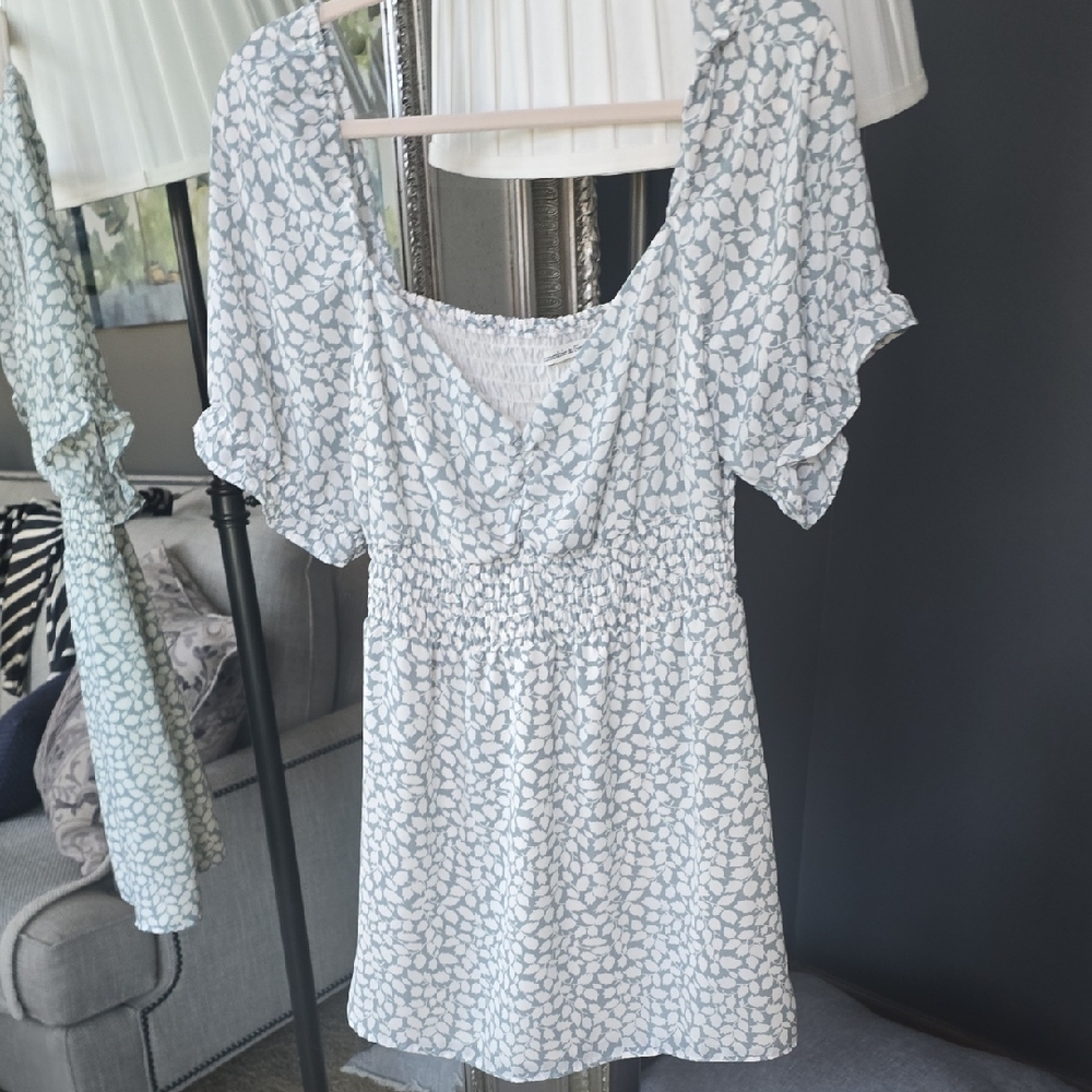 White and Blue Patterned Dress